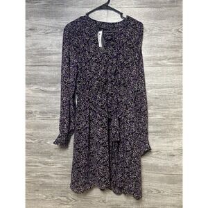 Lane Bryant 14P‎ Dress V Neck Long sleeve Purple Floral Chic NWT
